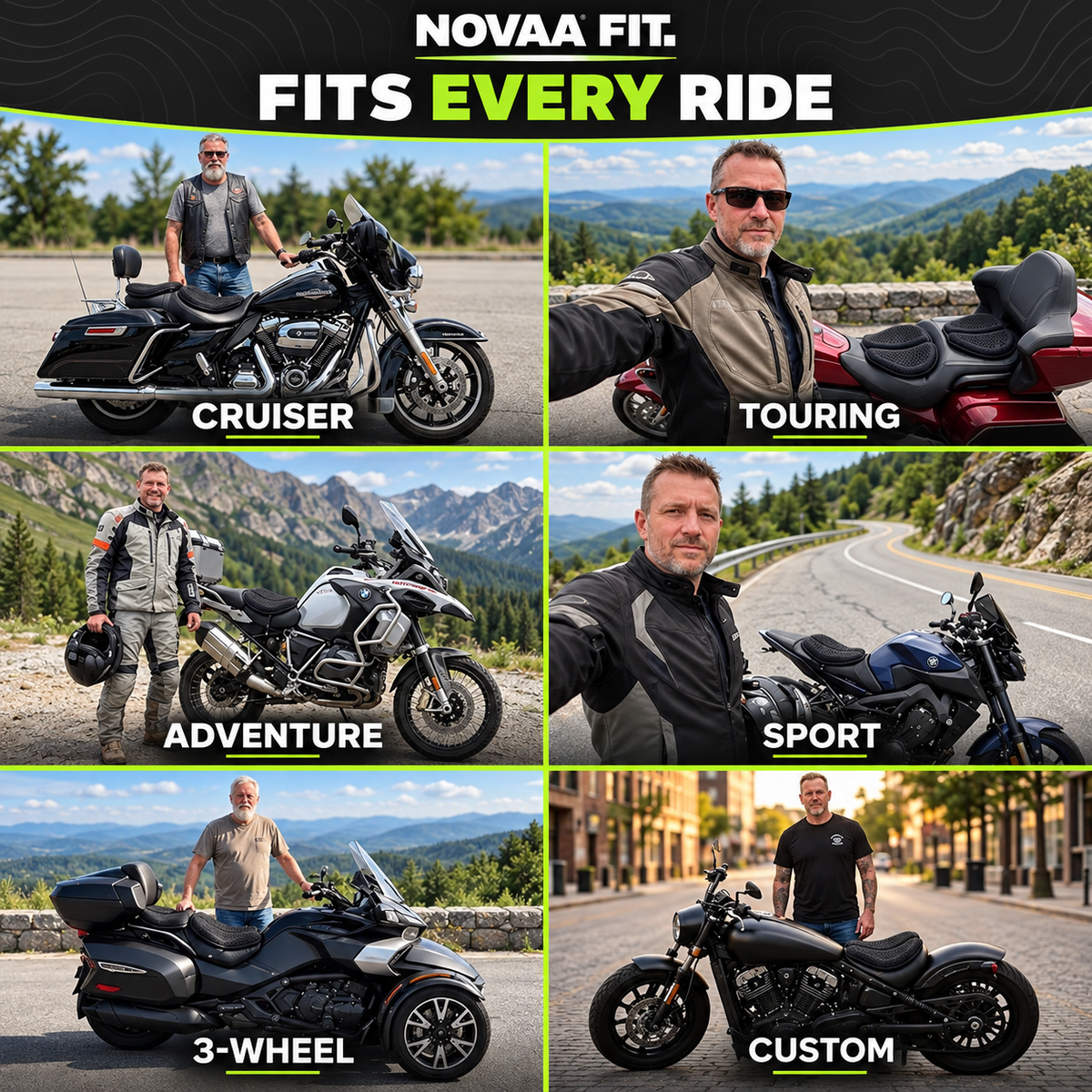 RideGel™. Motorcycle Comfort Seat Cushion