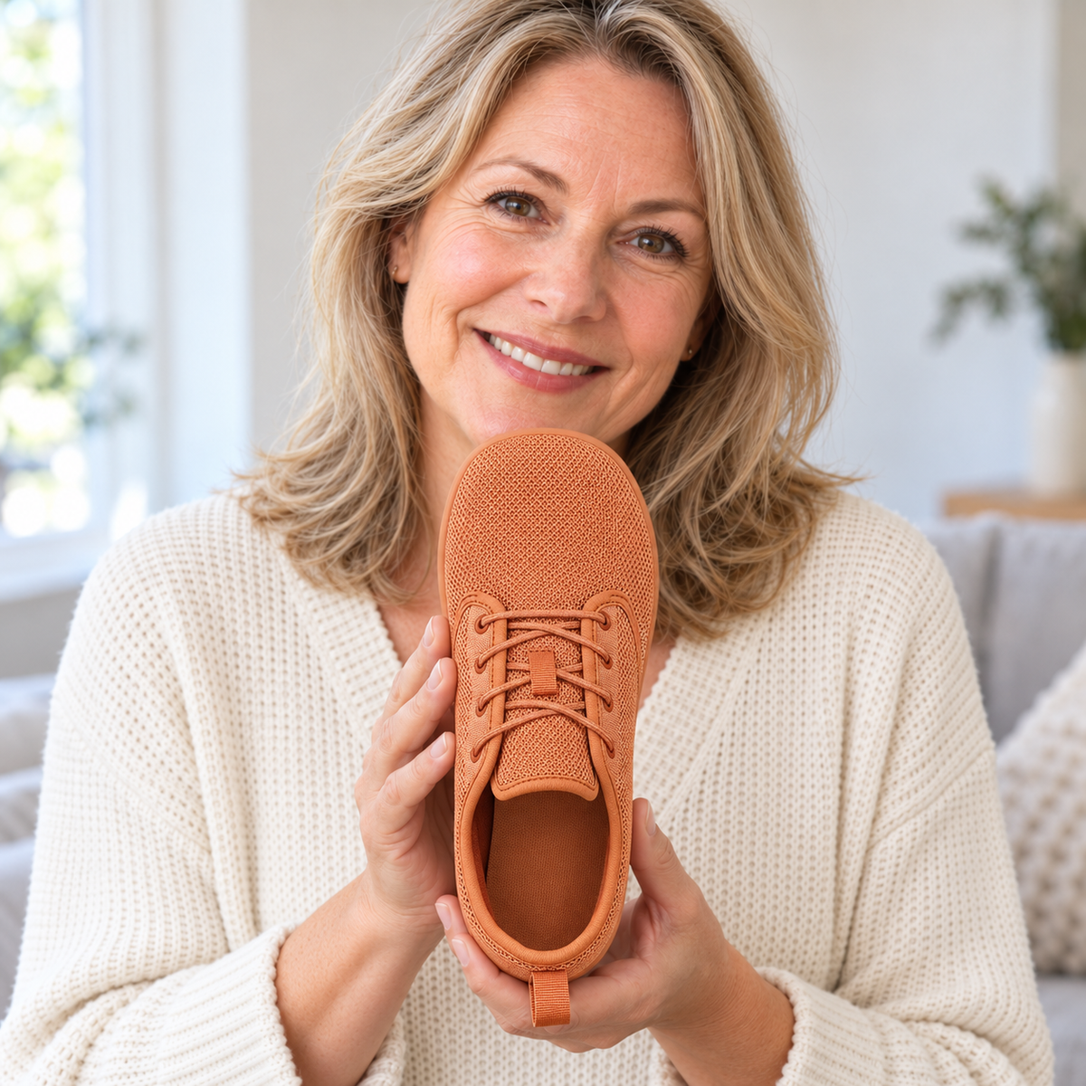 Woman walking comfortably in NOVAA FIT wide toe box shoes